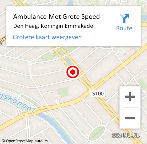 Locatie op kaart van de 112 melding: Ambulance Met Grote Spoed Naar Den Haag, Koningin Emmakade op 28 juni 2017 20:28