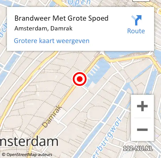 Locatie op kaart van de 112 melding: Brandweer Met Grote Spoed Naar Amsterdam, Damrak op 28 juni 2017 20:35