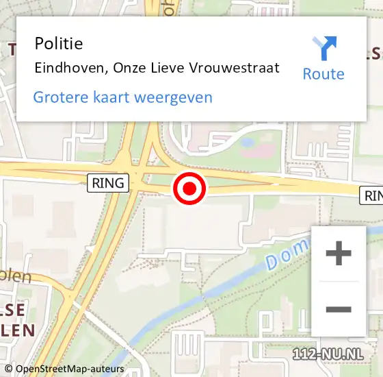 Locatie op kaart van de 112 melding: Politie Eindhoven, Onze Lieve Vrouwestraat op 28 juni 2017 20:37