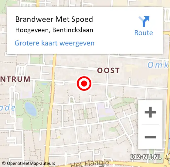 Locatie op kaart van de 112 melding: Brandweer Met Spoed Naar Hoogeveen, Bentinckslaan op 28 juni 2017 20:41
