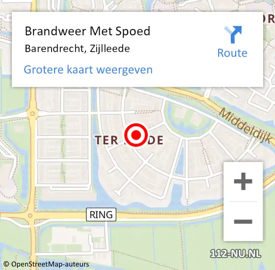 Locatie op kaart van de 112 melding: Brandweer Met Spoed Naar Barendrecht, Zijlleede op 28 juni 2017 20:42