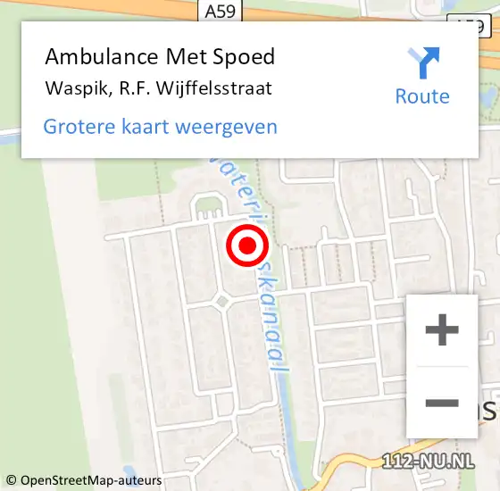 Locatie op kaart van de 112 melding: Ambulance Met Spoed Naar Waspik, R.F. Wijffelsstraat op 28 juni 2017 20:45