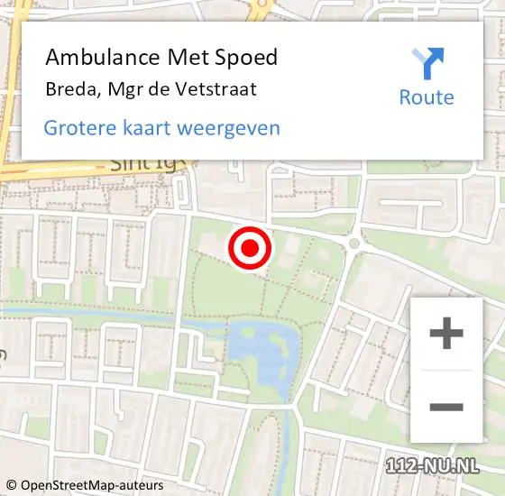 Locatie op kaart van de 112 melding: Ambulance Met Spoed Naar Breda, Mgr de Vetstraat op 28 juni 2017 20:57