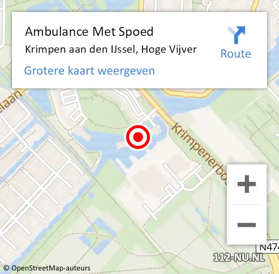 Locatie op kaart van de 112 melding: Ambulance Met Spoed Naar Krimpen aan den IJssel, Hoge Vijver op 28 juni 2017 20:59