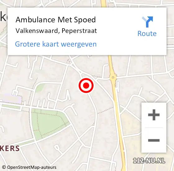 Locatie op kaart van de 112 melding: Ambulance Met Spoed Naar Valkenswaard, Peperstraat op 28 juni 2017 21:00
