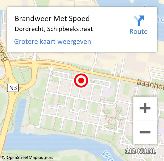 Locatie op kaart van de 112 melding: Brandweer Met Spoed Naar Dordrecht, Schipbeekstraat op 28 juni 2017 21:01