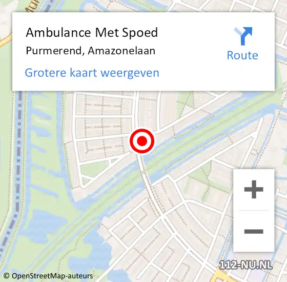 Locatie op kaart van de 112 melding: Ambulance Met Spoed Naar Purmerend, Amazonelaan op 28 juni 2017 21:04