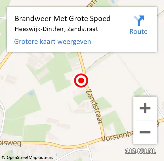 Locatie op kaart van de 112 melding: Brandweer Met Grote Spoed Naar Heeswijk-Dinther, Zandstraat op 28 juni 2017 21:05