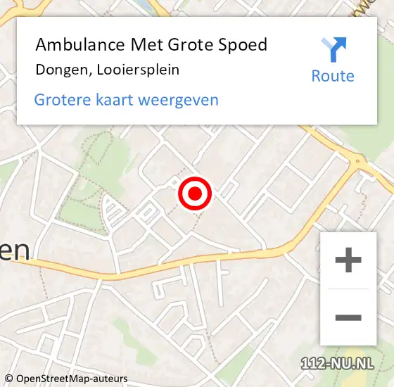 Locatie op kaart van de 112 melding: Ambulance Met Grote Spoed Naar Dongen, Looiersplein op 28 juni 2017 21:06
