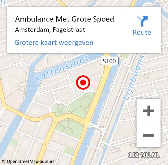 Locatie op kaart van de 112 melding: Ambulance Met Grote Spoed Naar Amsterdam, Fagelstraat op 28 juni 2017 21:06