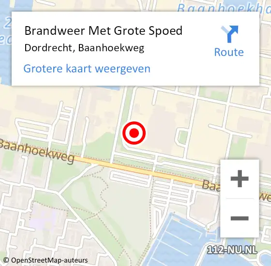 Locatie op kaart van de 112 melding: Brandweer Met Grote Spoed Naar Dordrecht, Baanhoekweg op 28 juni 2017 21:48