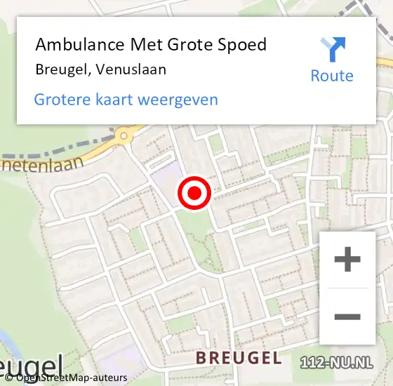 Locatie op kaart van de 112 melding: Ambulance Met Grote Spoed Naar Breugel, Venuslaan op 28 juni 2017 21:57