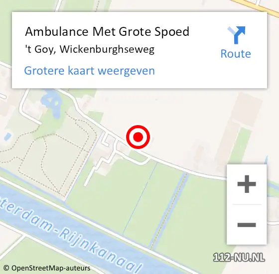 Locatie op kaart van de 112 melding: Ambulance Met Grote Spoed Naar 't Goy, Wickenburghseweg op 28 juni 2017 22:53