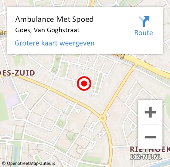 Locatie op kaart van de 112 melding: Ambulance Met Spoed Naar Goes, Van Goghstraat op 28 juni 2017 23:11