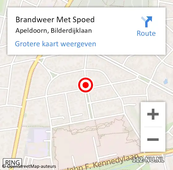 Locatie op kaart van de 112 melding: Brandweer Met Spoed Naar Apeldoorn, Bilderdijklaan op 28 juni 2017 23:20