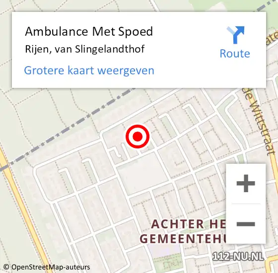 Locatie op kaart van de 112 melding: Ambulance Met Spoed Naar Rijen, van Slingelandthof op 29 juni 2017 01:44