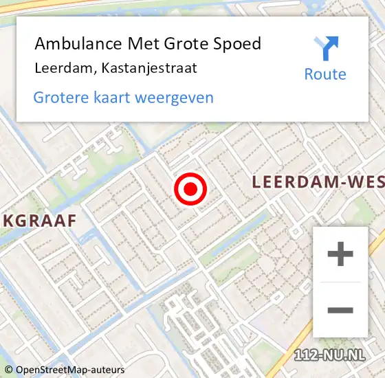 Locatie op kaart van de 112 melding: Ambulance Met Grote Spoed Naar Leerdam, Kastanjestraat op 29 juni 2017 02:06