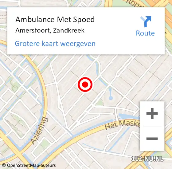 Locatie op kaart van de 112 melding: Ambulance Met Spoed Naar Amersfoort, Zandkreek op 29 juni 2017 07:37