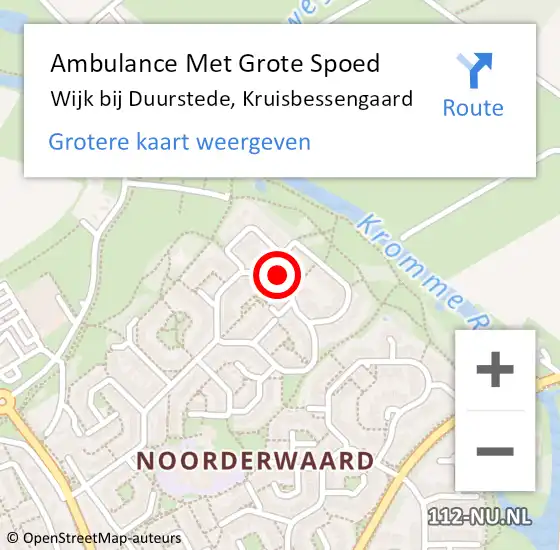 Locatie op kaart van de 112 melding: Ambulance Met Grote Spoed Naar Wijk bij Duurstede, Kruisbessengaard op 29 juni 2017 08:13