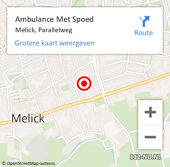 Locatie op kaart van de 112 melding: Ambulance Met Spoed Naar Melick, Parallelweg op 29 juni 2017 09:06