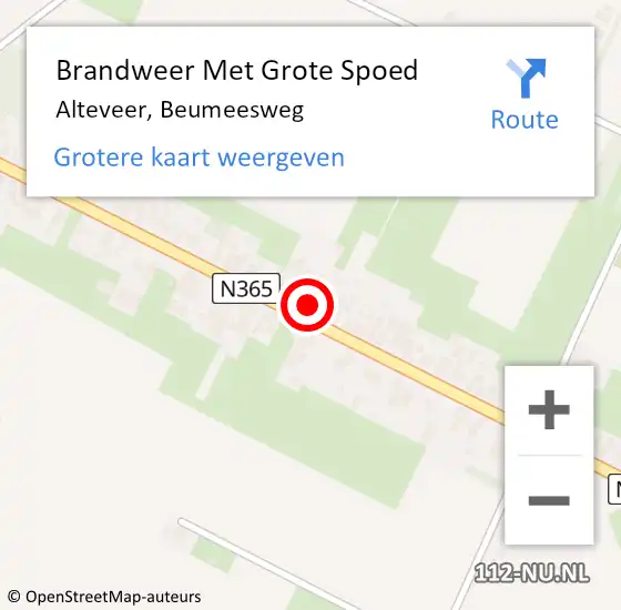 Locatie op kaart van de 112 melding: Brandweer Met Grote Spoed Naar Alteveer, Beumeesweg op 29 juni 2017 09:12