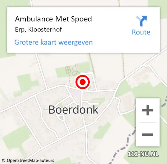 Locatie op kaart van de 112 melding: Ambulance Met Spoed Naar Erp, Kloosterhof op 25 januari 2014 12:04