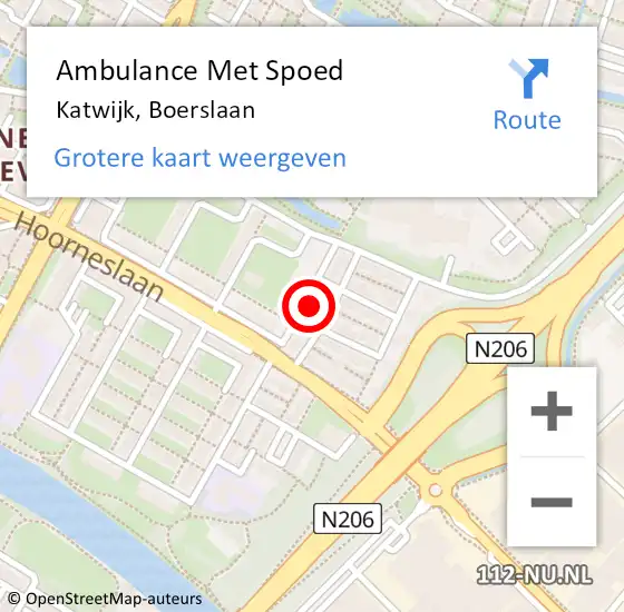 Locatie op kaart van de 112 melding: Ambulance Met Spoed Naar Katwijk, Boerslaan op 29 juni 2017 09:24