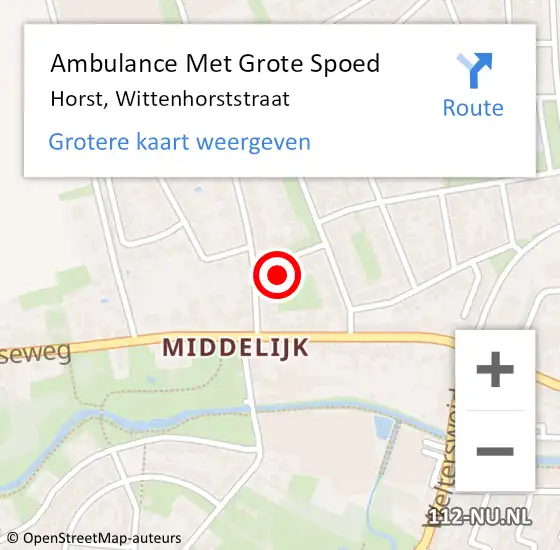 Locatie op kaart van de 112 melding: Ambulance Met Grote Spoed Naar Horst, Wittenhorststraat op 25 januari 2014 12:07