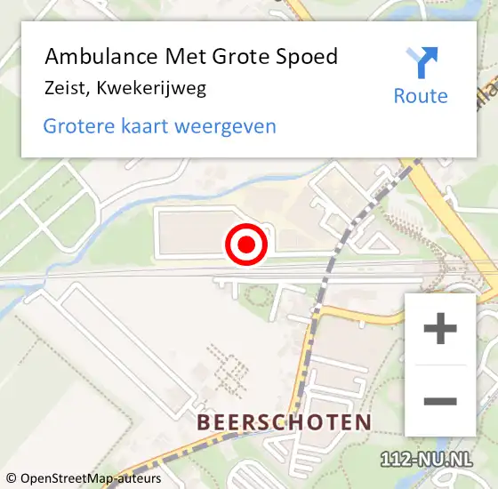 Locatie op kaart van de 112 melding: Ambulance Met Grote Spoed Naar Zeist, Kwekerijweg op 29 juni 2017 09:49