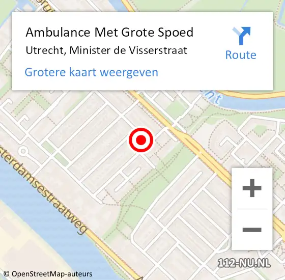 Locatie op kaart van de 112 melding: Ambulance Met Grote Spoed Naar Utrecht, Minister de Visserstraat op 29 juni 2017 10:04