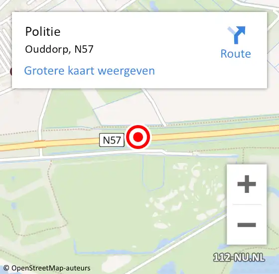 Locatie op kaart van de 112 melding: Politie Ouddorp, N57 op 25 januari 2014 12:12