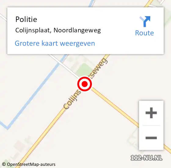 Locatie op kaart van de 112 melding: Politie Colijnsplaat, Noordlangeweg op 29 juni 2017 10:46