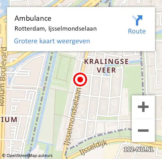 Locatie op kaart van de 112 melding: Ambulance Rotterdam, IJsselmondselaan op 29 juni 2017 11:13