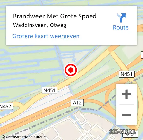 Locatie op kaart van de 112 melding: Brandweer Met Grote Spoed Naar Waddinxveen, Otweg op 29 juni 2017 11:39