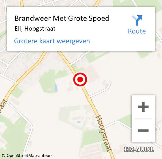 Locatie op kaart van de 112 melding: Brandweer Met Grote Spoed Naar Ell, Hoogstraat op 29 juni 2017 12:15