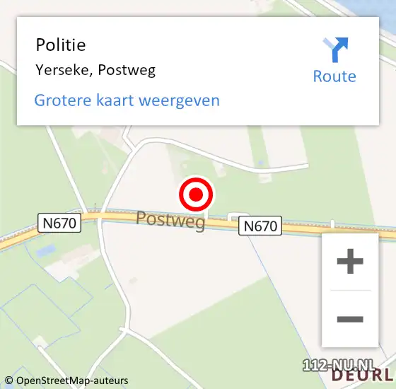 Locatie op kaart van de 112 melding: Politie Yerseke, Postweg op 29 juni 2017 12:24