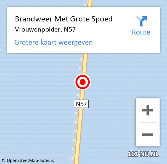 Locatie op kaart van de 112 melding: Brandweer Met Grote Spoed Naar Vrouwenpolder, N57 op 29 juni 2017 13:04