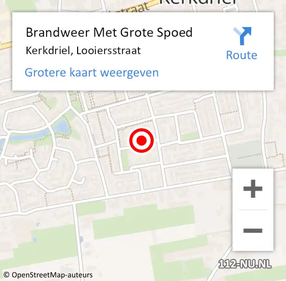 Locatie op kaart van de 112 melding: Brandweer Met Grote Spoed Naar Kerkdriel, Looiersstraat op 29 juni 2017 13:08