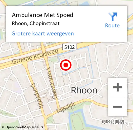 Locatie op kaart van de 112 melding: Ambulance Met Spoed Naar Rhoon, Chopinstraat op 29 juni 2017 14:04