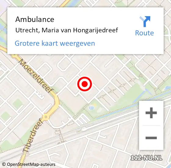 Locatie op kaart van de 112 melding: Ambulance Utrecht, Maria van Hongarijedreef op 29 juni 2017 14:11