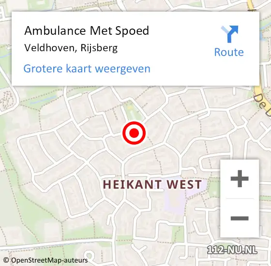 Locatie op kaart van de 112 melding: Ambulance Met Spoed Naar Veldhoven, Rijsberg op 29 juni 2017 14:33