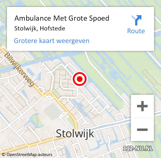 Locatie op kaart van de 112 melding: Ambulance Met Grote Spoed Naar Stolwijk, Hofstede op 29 juni 2017 14:43