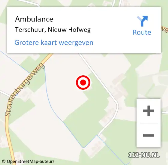 Locatie op kaart van de 112 melding: Ambulance Terschuur, Nieuw Hofweg op 29 juni 2017 14:44