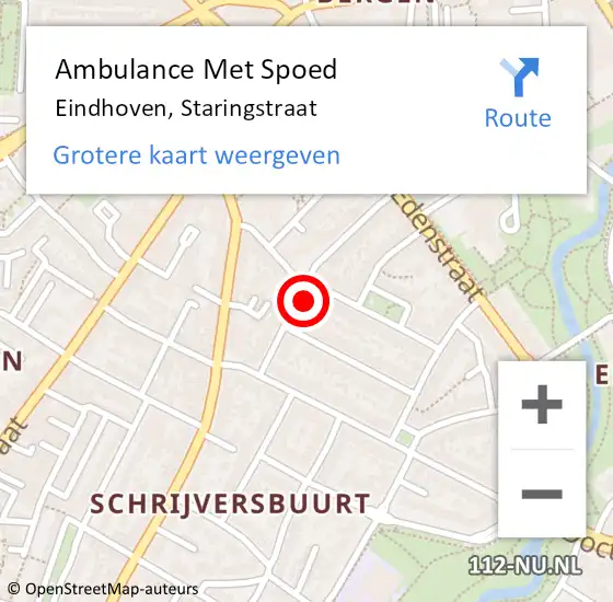 Locatie op kaart van de 112 melding: Ambulance Met Spoed Naar Eindhoven, Staringstraat op 29 juni 2017 14:59