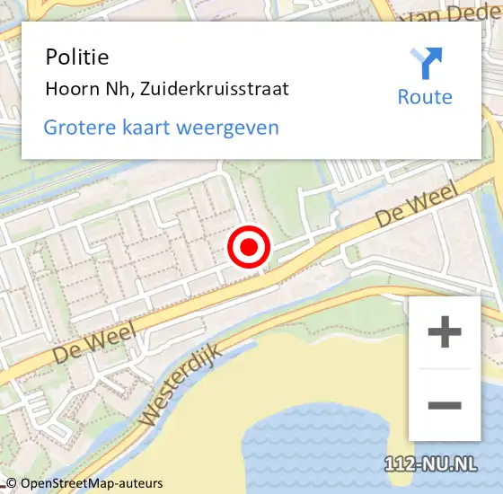 Locatie op kaart van de 112 melding: Politie Hoorn Nh, Zuiderkruisstraat op 29 juni 2017 15:33