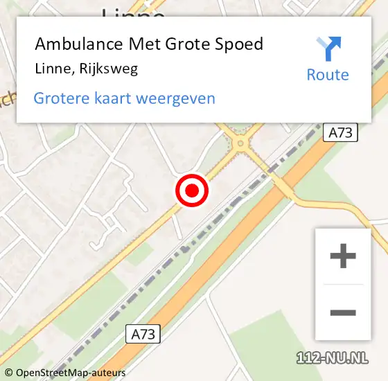 Locatie op kaart van de 112 melding: Ambulance Met Grote Spoed Naar Linne, Rijksweg op 29 juni 2017 15:45