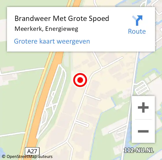 Locatie op kaart van de 112 melding: Brandweer Met Grote Spoed Naar Meerkerk, Energieweg op 29 juni 2017 15:45