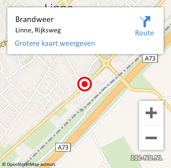 Locatie op kaart van de 112 melding: Brandweer Linne, Rijksweg op 29 juni 2017 15:45