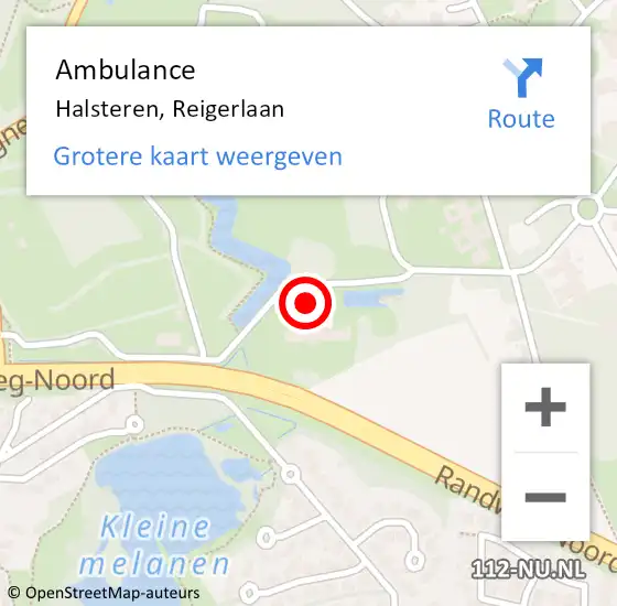 Locatie op kaart van de 112 melding: Ambulance Halsteren, Reigerlaan op 29 juni 2017 16:16