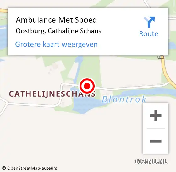 Locatie op kaart van de 112 melding: Ambulance Met Spoed Naar Oostburg, Cathalijne Schans op 29 juni 2017 16:41